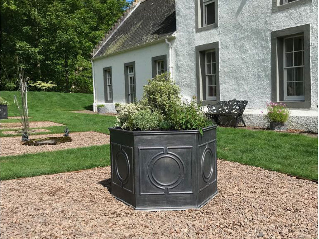 Gironde hexagon lead planter